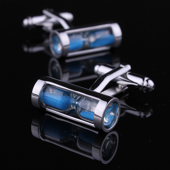 Fashionable Hourglass Crystal Cufflinks Men's Cuff Pins French Shirt Cuff Birthday Gift