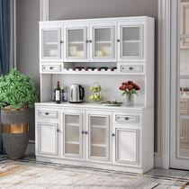 Side cabinet wine cabinet one wall home all solid wood modern simple living room microwave oven American high cabinet locker