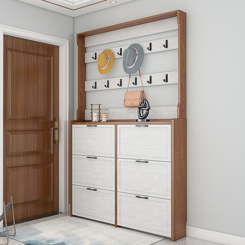Ultra-thin shoe cabinet dump simple modern home door living room integrated hanger Nordic 17cm hall coat cabinet