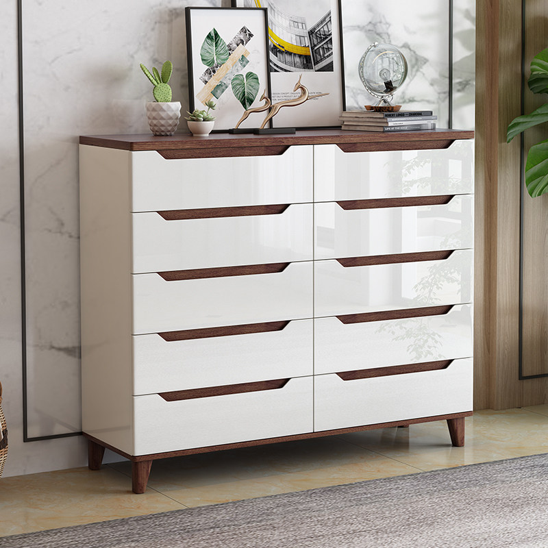 Nordic Five Fighting Cabinet ten Bucket Drawer Cabinet Living Room Modern Minimalist Containing Cabinet Solid Wood Foot Bucket Cabinet Bedroom Containing Cabinet