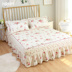 HRHM dệt bông denim giường váy Hàn Quốc mục vụ giường đơn giản bông vải quilt công chúa - Bộ đồ giường bốn mảnh bộ chăn gối nous Bộ đồ giường bốn mảnh