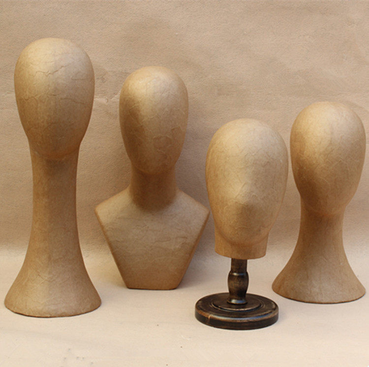 Retro kraft paper head model clothing shop props hat necklace scarves to show fake human head handmade adhesive