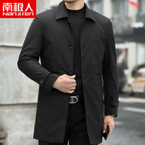 Antarctic lapel windbreaker mens mid-length autumn new mens casual jacket middle-aged solid color coat