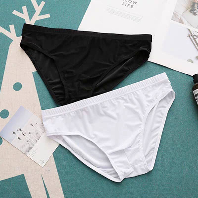 2 3 Men's ice thread triangle panties men transparent low waist ultra thin breathable summer male