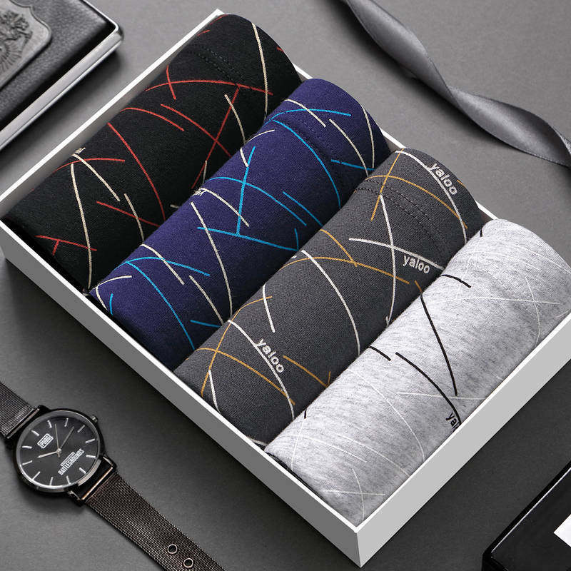 4 articles for men's underwear men's four corners underpants cotton large size for loose sexy four-corner pants head spring and summer breathable comfort