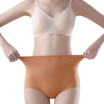 Summer new style womens skin-friendly and durable high-waisted seamless briefs one-piece elastic large size personalized simple pants