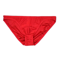 Mens triangle low-waist underwear solid color thin edges breathable quick-drying comfortable ice silk cool and transparent sports shorts