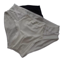 Side cross design nude underwear mens mesh splicing skin-friendly white briefs simple breathable pants