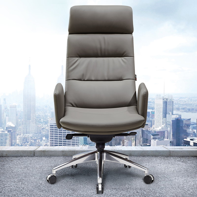 Simple modern office chair Boss chair Leather game computer manager office swivel chair High back cowhide class chair