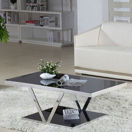 Minimalist modern office glass tea table small family type reception room Black Guest Area Metal Business Tea Tea Table