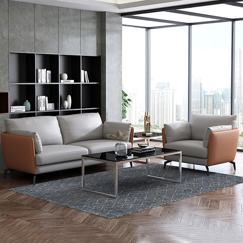 Office sofa simple modern meeting room business negotiation trio reception room leather sofa coffee table combination