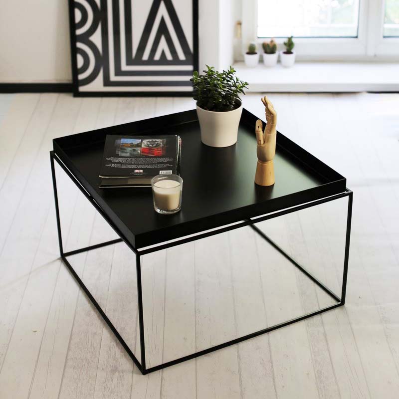 Square coffee table Nordic design side table coffee table side table coffee table side corner office black creative simple small table
