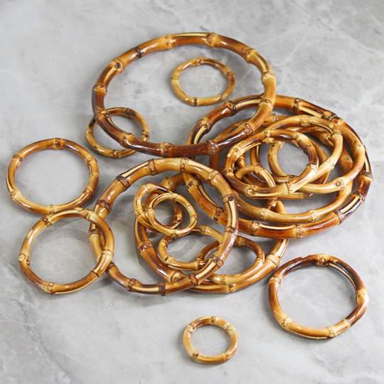 精美DIY编制竹手挽竹圈真竹子箱包布袋编织烤黑 包包提手竹环配件