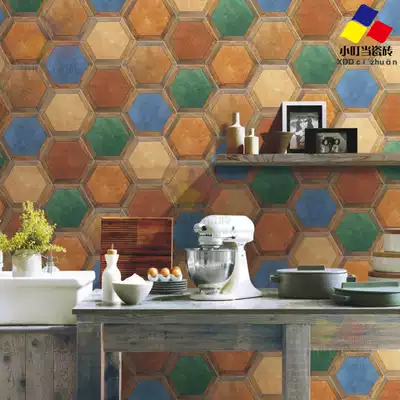 Retro hexagonal brick Nordic tile Powder room wall tile Kitchen floor tile Art small tile tile 200x230