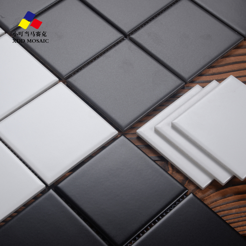 Nordic style nine grid tile full porcelain mosaic black and white gray kitchen powder room wall and floor tiles white small square brick 30