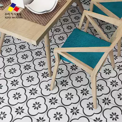 Nordic black and white tiles Powder room non-slip floor tiles tiles Living room background wall Mediterranean wall tiles 200 tiles