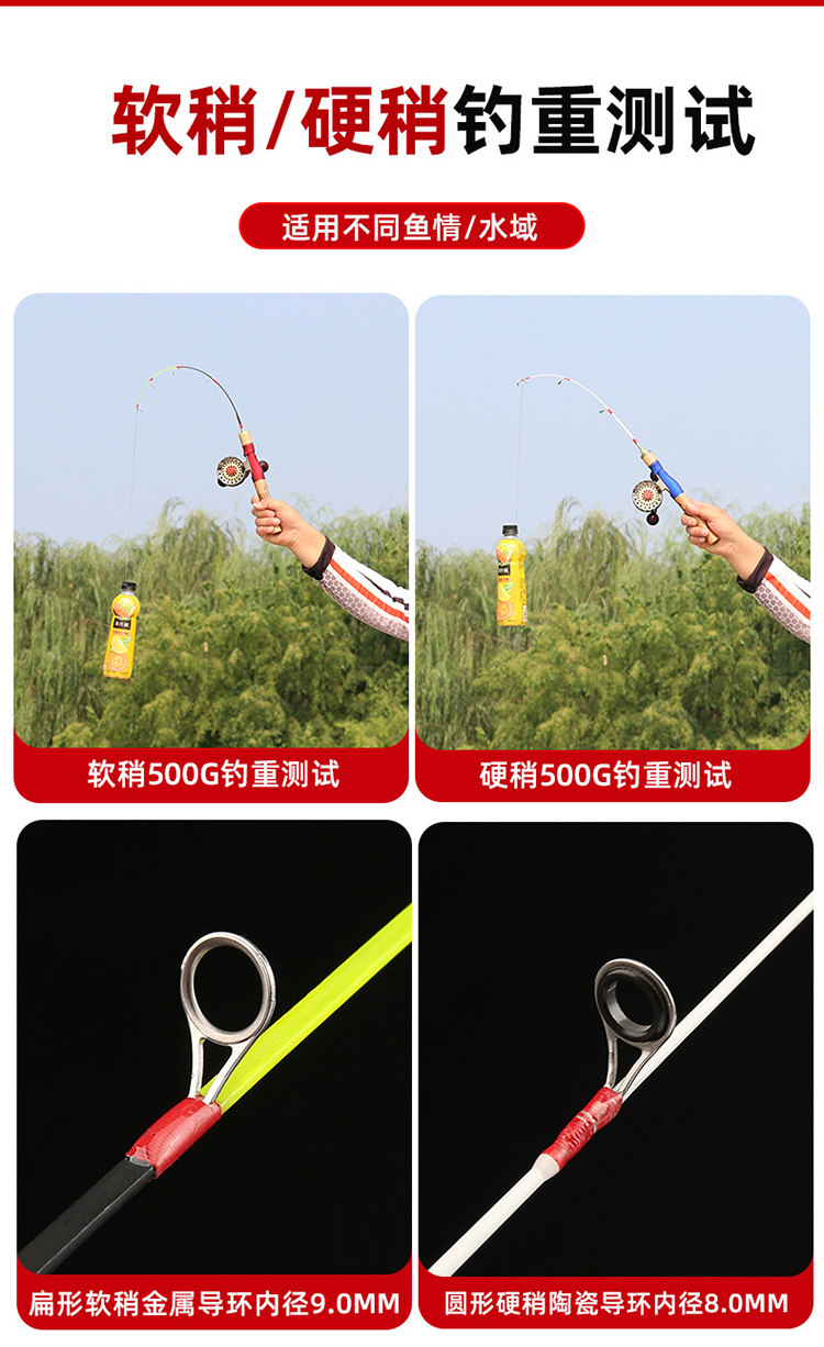 Ice удочкой 实木冰钓竿套装海杆特价超短鱼竿冬钓竿插接软尾筏竿实心钓鱼竿