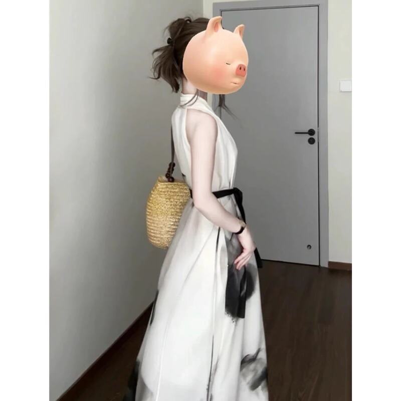 New Chinese-Style Ink Painting Sleeveless Dress for Women, Summer 2026 New Model, High-End, Elegant and Stunning Long Dress New Chinese-Style Ink Painting Sleeveless Dress for Women, Summer 2026 New Model, High-End, Elegant and Stunning Long Dress