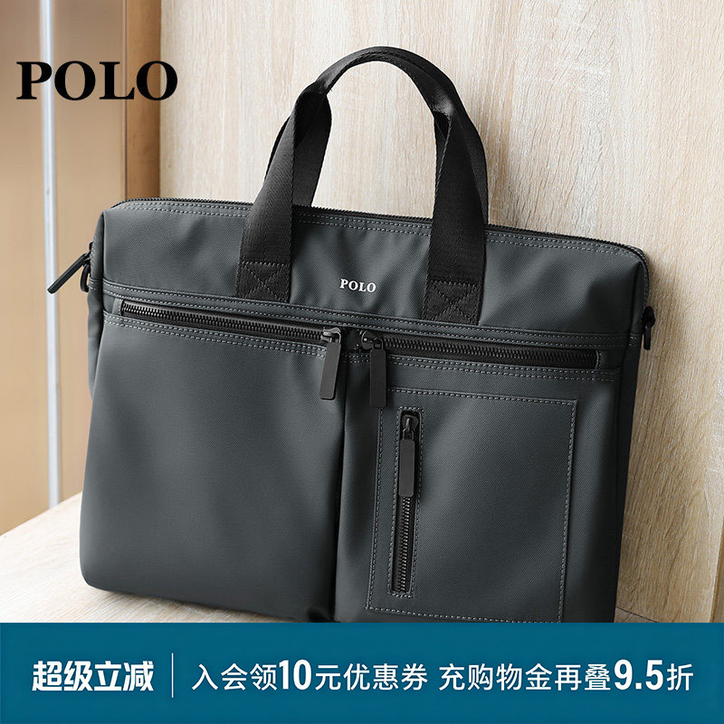 Polo Briefcase Men's Casual Simple Computer File Bag Multifunctional Shoulder Crossbody Bag Business Travel Handbag Polo Briefcase Men's Casual Simple Computer File Bag Multifunctional Shoulder Crossbody Bag Business Travel Handbag