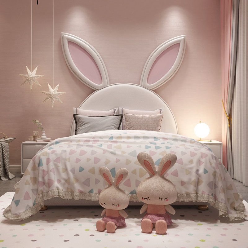 Nordic Children Children's Princess Bed Children's Room Single Bed Princess Room Girl Cartoon Rabbit Bed