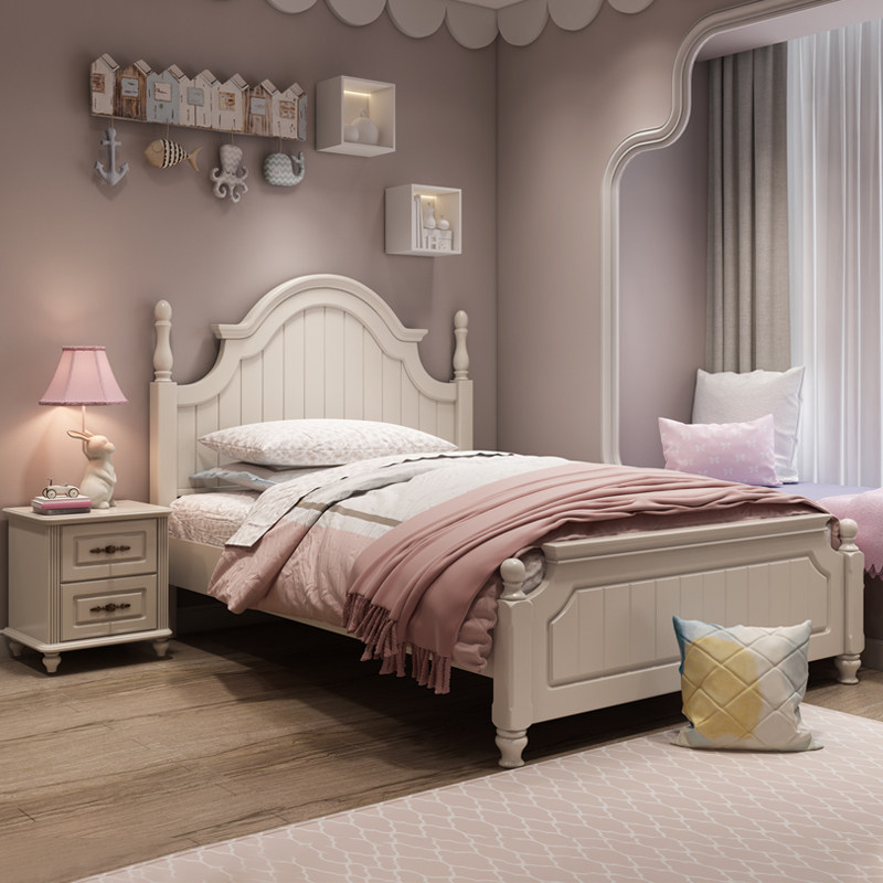American children's bed girl princess bed simple modern girl girl child bed Girl 1 5 meters 1 2 single bed