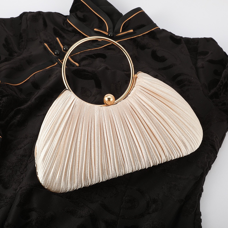 Socialite High-End Pleated Bag 2026 New Model Ring Handbag Evening Dress Bag Cheongsam Bag Formal Clutch Crossbody Bag