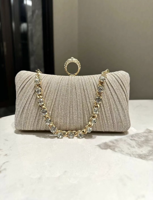Evening Clutch Bag 2025 New Model Ring Bag Large Capacity Evening Dress Clutch Pleated Shimmer Single Shoulder Crossbody Bag Evening Clutch Bag 2025 New Model Ring Bag Large Capacity Evening Dress Clutch Pleated Shimmer Single Shoulder Crossbody Bag