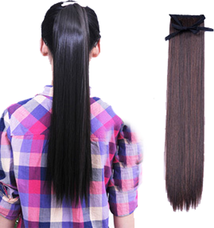Haoyi Long Straight Hair Ponytail Wig Ladies Strap-style Realistic Fake Ponytail Real Hair Ponytail Wig