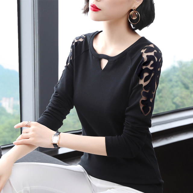 Women's bottoming shirt top spring and autumn clothing pure cotton with foreign style middle-aged mother clothing 2021 summer new long-sleeved t-shirt