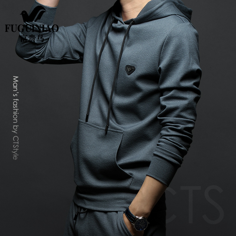 Rich bird spring and autumn men's hooded sweatshirt casual sportswear long-sleeved T-shirt men's all-match high-end 2021 trend