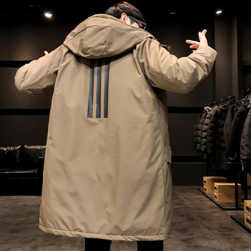 Jeep Men's down Jacket, Mid-Length, Winter Thickened New Style, Large Size Parka, Casual Men's Hooded Coat