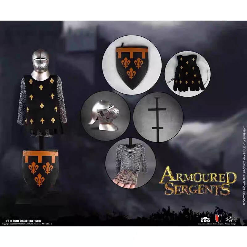 Coomodel Se071 1/6 Soldier French Knight Heavy Armor Guard Alloy Die-Cast Chainmail Set in Stock