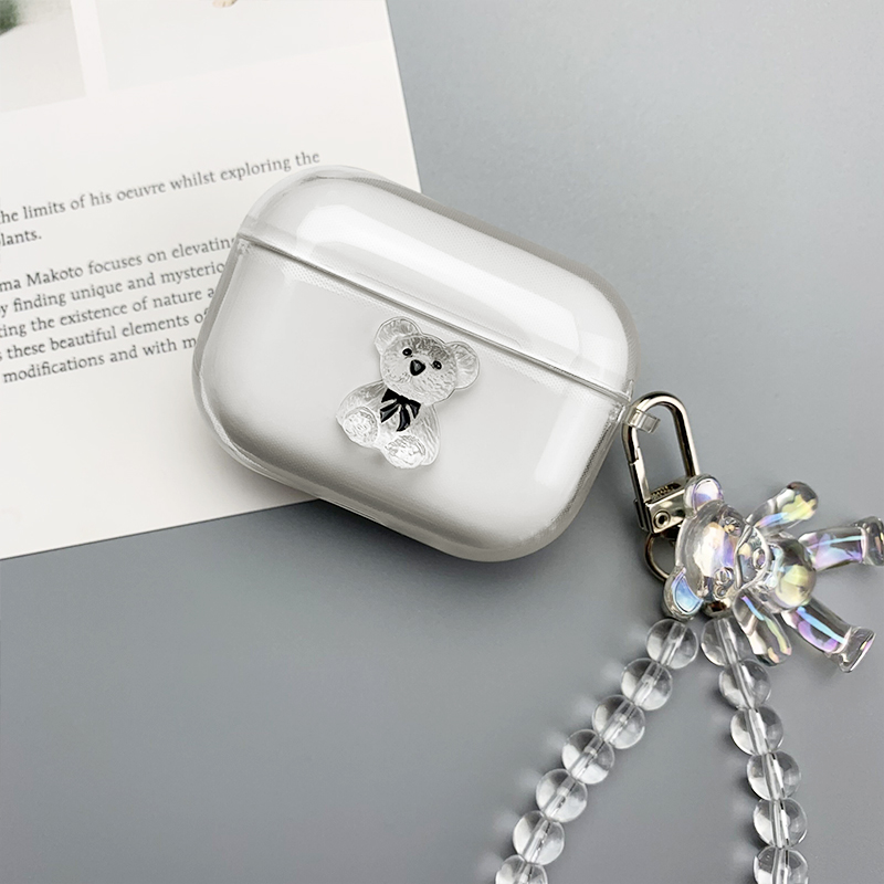 One-piece suitable for Apple AirPods Pro bluetooth earphone protective cover a2190 transparent silicone soft shell bear