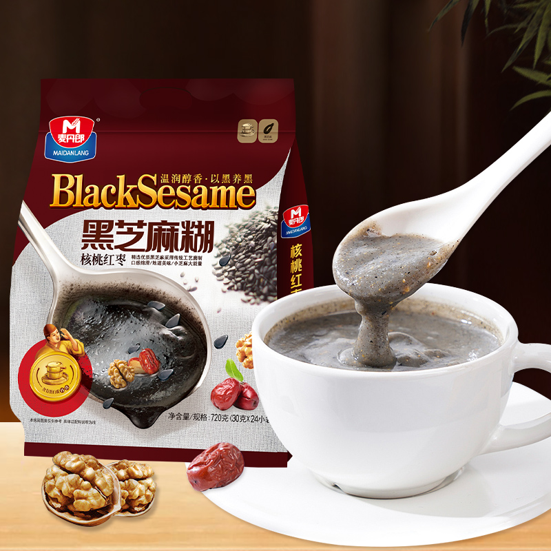 Original Taste Black Sesame Fried Nutritional Ready-to-eat Breakfast Rinderless drinks Lazy People Décor Powder Walnut Red Date 720g Free of cooking