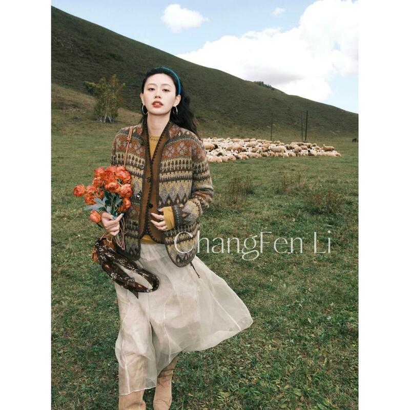 Lcf·My102 “Island” Heavy Weight Five-Color Jacquard Inner Mongolia White Cashmere Knitted Jacket