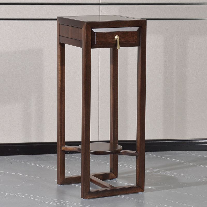 All solid wood flower stand logs floor-to-ceiling new Chinese mortise and tenon bonsai rack balcony indoor furniture ebony flower table