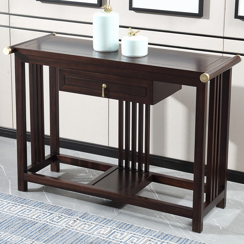 New Chinese partition cabinet leaning against wall Zen for table solid wood strip desk modern minimalist living-room Black sandalwood Kuanguan Table