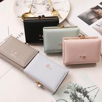 Japanese short wallet female cute Japanese girl heart student simple three folding small exquisite ultra-thin change tide