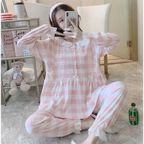 Japanese Princess wind moon suit cotton postpartum lactation set 67 pregnant womens pajamas thin modal discharge suit summer