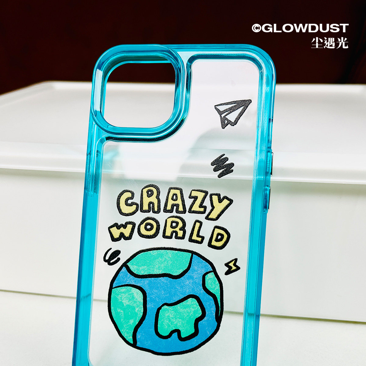 疯狂世界丨放空岛glow原创小众设计蓝色高透明太空壳五月天歌词插画评价- 淘宝网