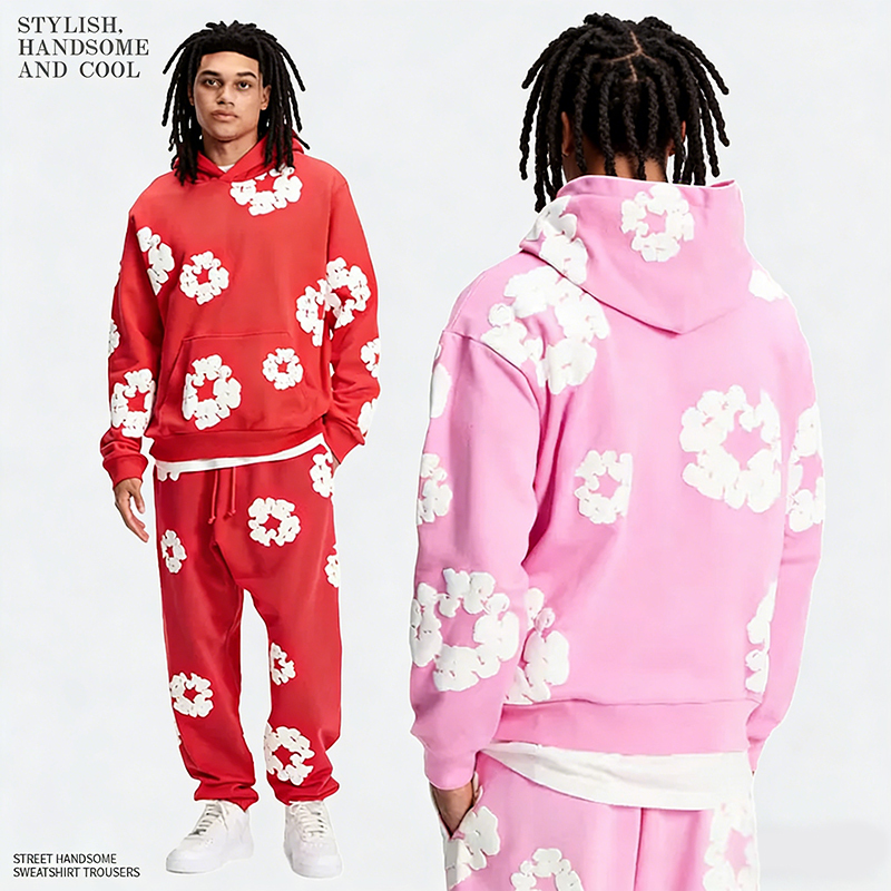 Correct Version of Denim Denim Kapok Flower Hoodie Printed Tears Tears High Street Hooded Terry Sweatshirt Correct Version of Denim Denim Kapok Flower Hoodie Printed Tears Tears High Street Hooded Terry Sweatshirt