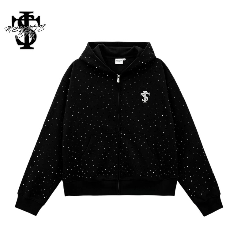 Stk Starry Sky Hooded Cardigan Sweatshirt Men's Light Trendy Brand Rhinestone Jacket Early Autumn Thin Zipper Hoodie Stk Starry Sky Hooded Cardigan Sweatshirt Men's Light Trendy Brand Rhinestone Jacket Early Autumn Thin Zipper Hoodie