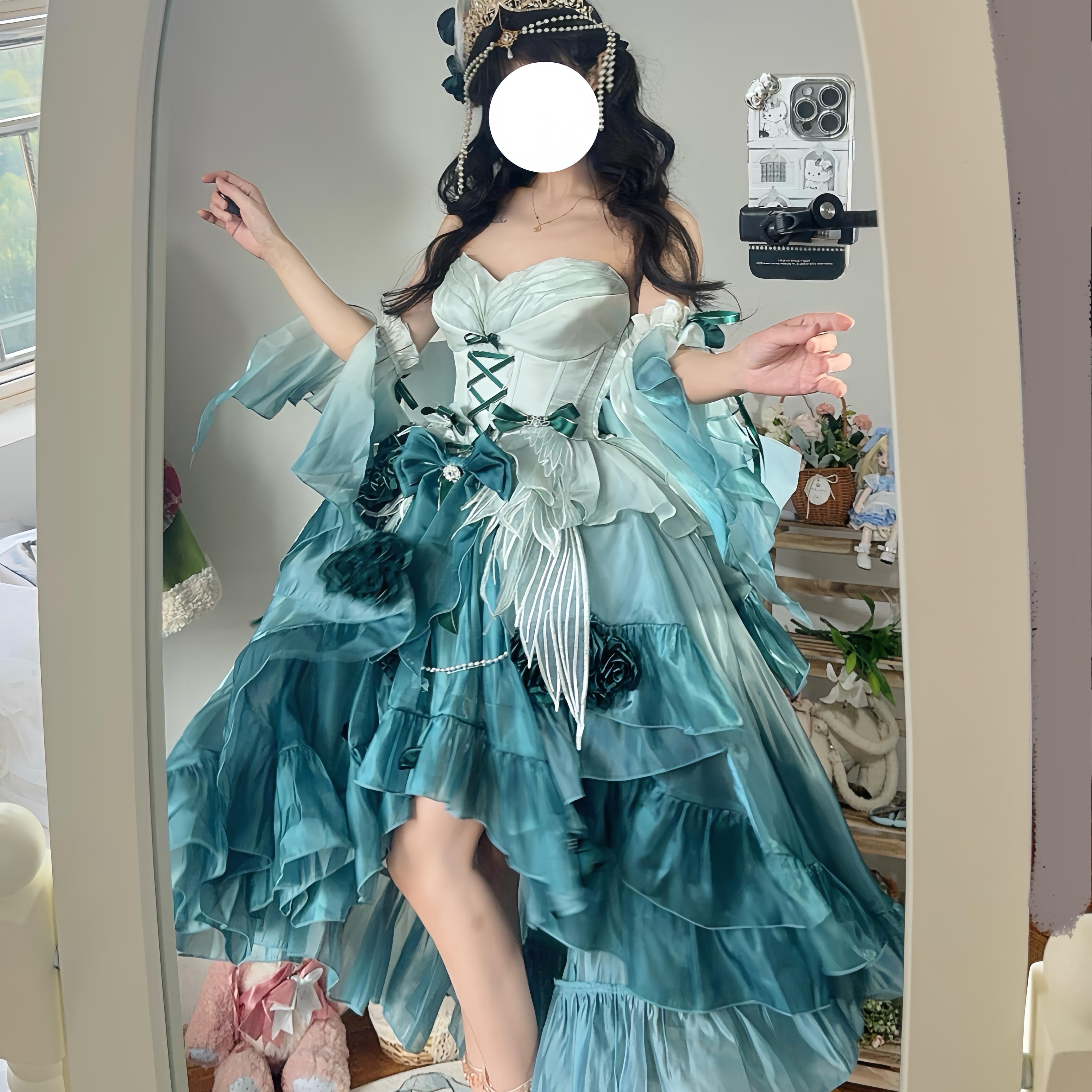 【 swan Mirage Short front and long back Full payment make an appointment 】 Meow fruit Sensen original # swan Mirage # Fairy skirt