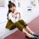 Quần bé gái mùa thu 2018 mới phù hợp với làn sóng nữ nước ngoài thời trang Hàn Quốc giản dị big boy cotton ba mảnh