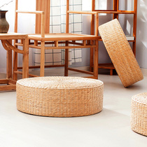 Straw woven futon cushion on the ground Tatami Japanese meditation meditation mat Rattan woven floor futon cushion Lazy household pier