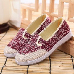 Canvas shoes women's flat slip-on lazy shoes new spring and summer old Beijing cloth shoes women's shallow mouth ethnic style