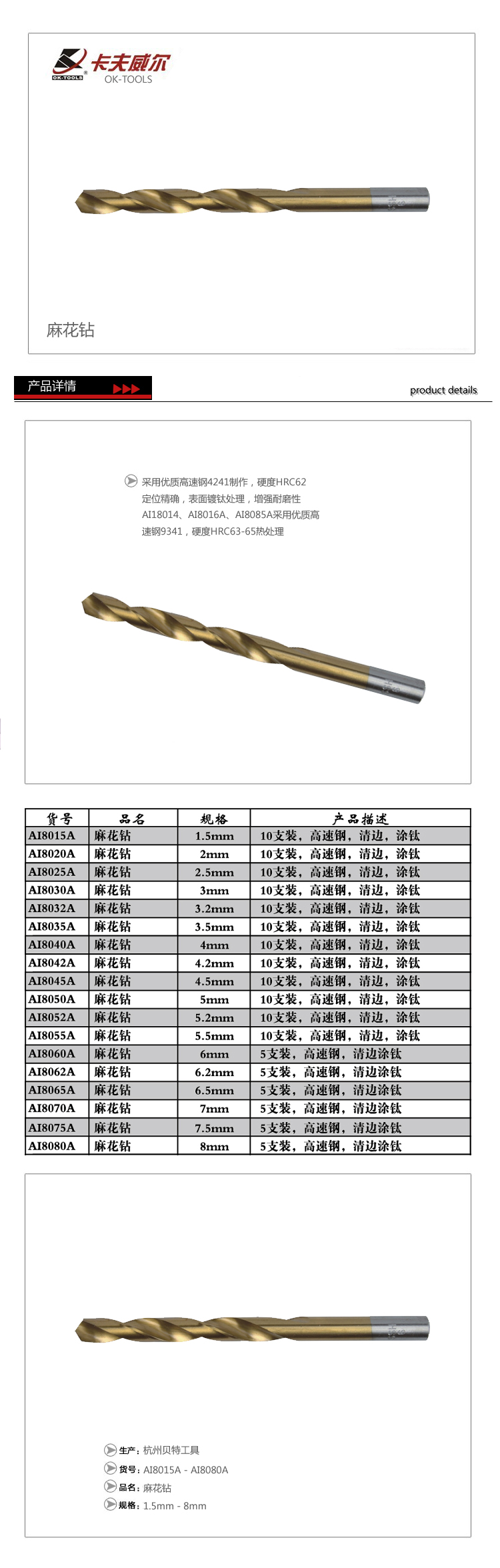 mui khoan be tong Mũi khoan xoắn 1.5-16mm Mũi khoan xoắn / mũi khoan bằng thép không gỉ / mũi khoan coban công cụ phần cứng lưỡi sắt mũi khoan bê tông rút lõi