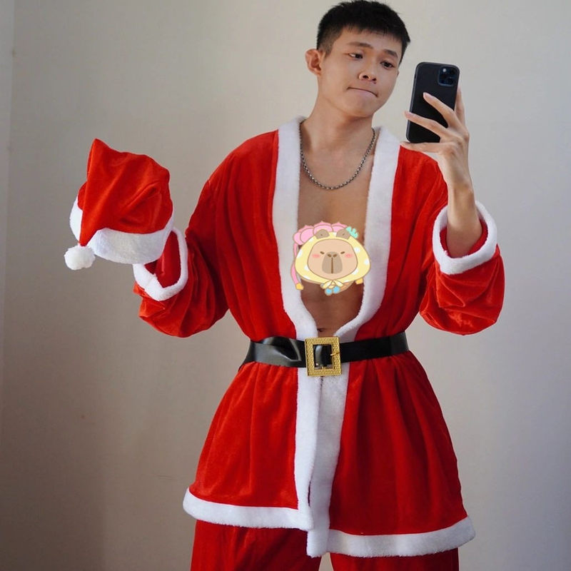 Santa Claus Costume Adult Party Dress-Up Gold Velvet Sexy Full Set Cosplay Grandpa Men's Performance Outfit