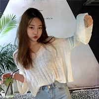 2018 phiên bản Hàn Quốc mới của những chiếc áo sơ mi sang trọng đầu mùa thu lười áo len lỏng lẻo áo len hoang dã áo len nữ mỏng phần thủy triều thoi trang nu