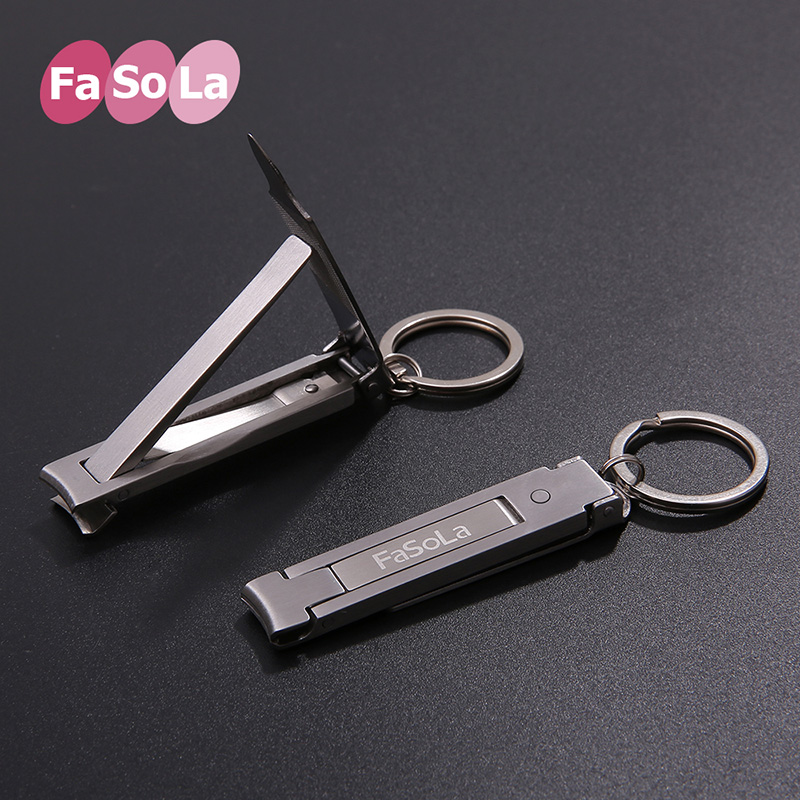 Japan FaSoLa stainless steel nail clippers nail cut nail clippers large single cut can hang key buckle anti splash persistent